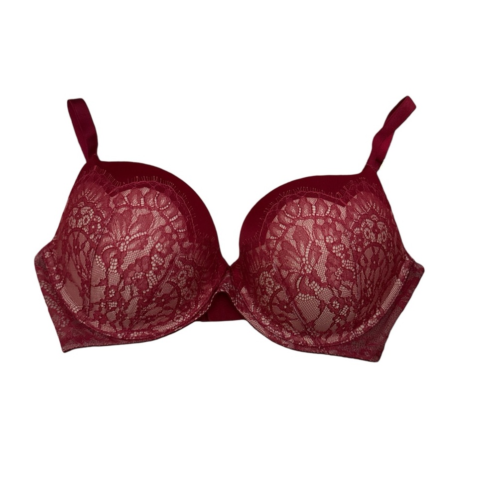 Victoria's Secret Women's Very Sexy Lightly Lined Plunge Red Lace Bra‎ Size 36DD